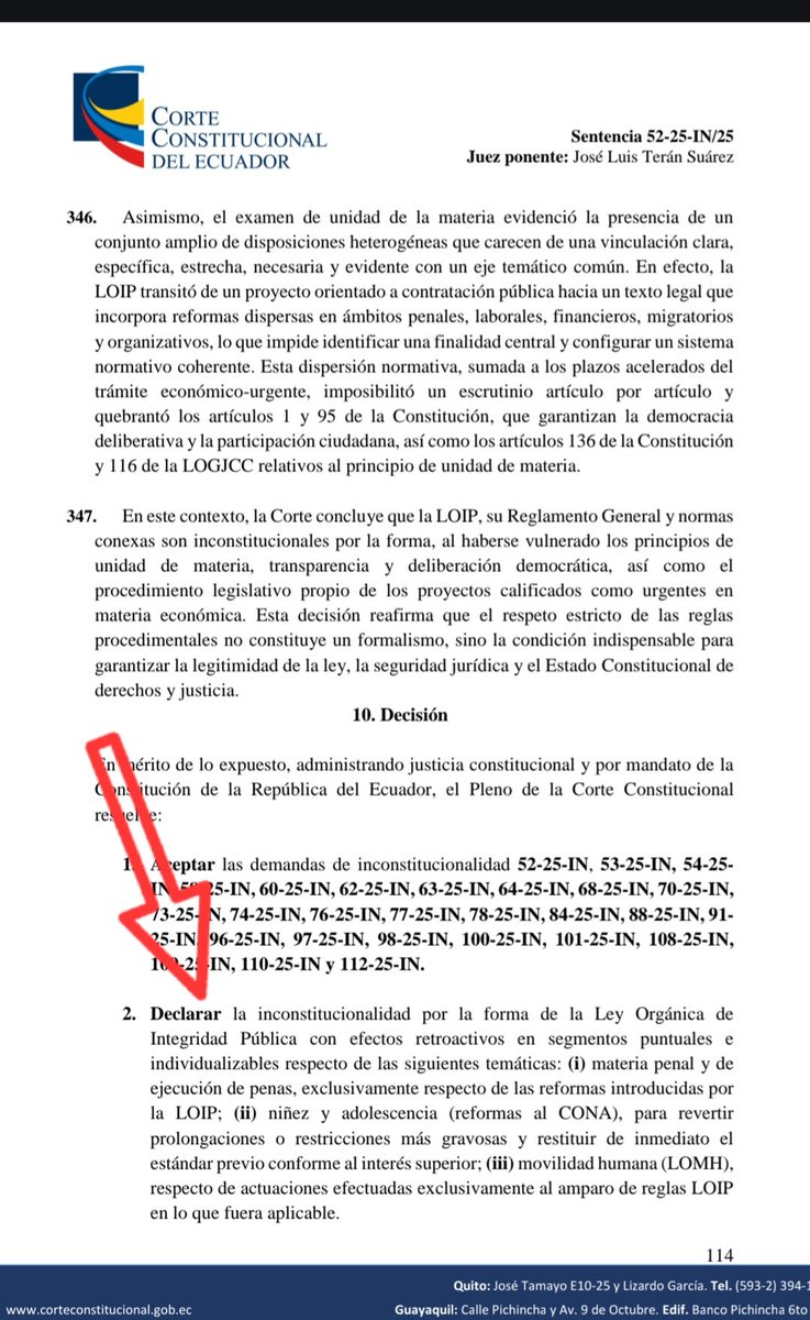 MarcoGilerM's tweet photo. A demandar.
Una vez declarada inconstitucional la #Loip como es lo correcto, todos aquellos servidores públicos con nombramiento permanente que sin un proceso administrativo previo fueron despedidos, ya podrán dar como un hecho que serán restituidos a sus funciones si perjuicio del cobro de las remuneraciones no percibidas luego a la supresión de la partida, aunque...
¿Se hizo justicia?
@CorteConstEcu