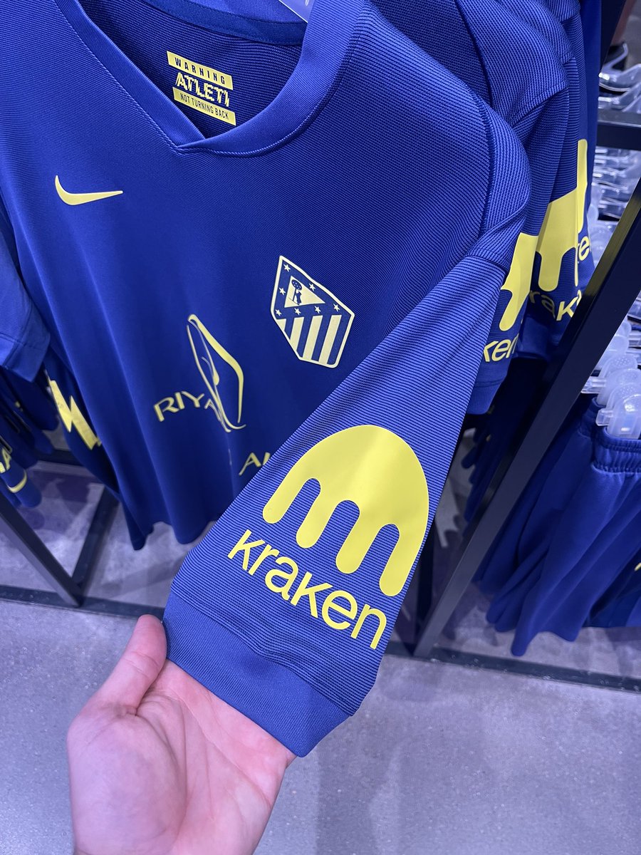 On my way to the Atletico vs Real Madrid match and spotted @krakenfx  sponsoring Atletico. Proud moment — crypto is going mainstream ⚽