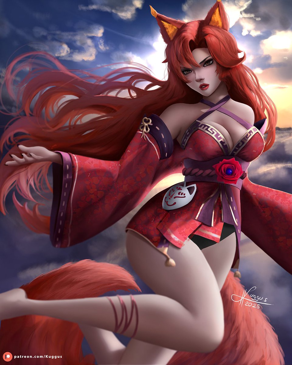 I finally got around to do the fire outfit. Hope you guys enjoy. ❤️‍🔥🦊 #SmugAlanArt #Vtuberart