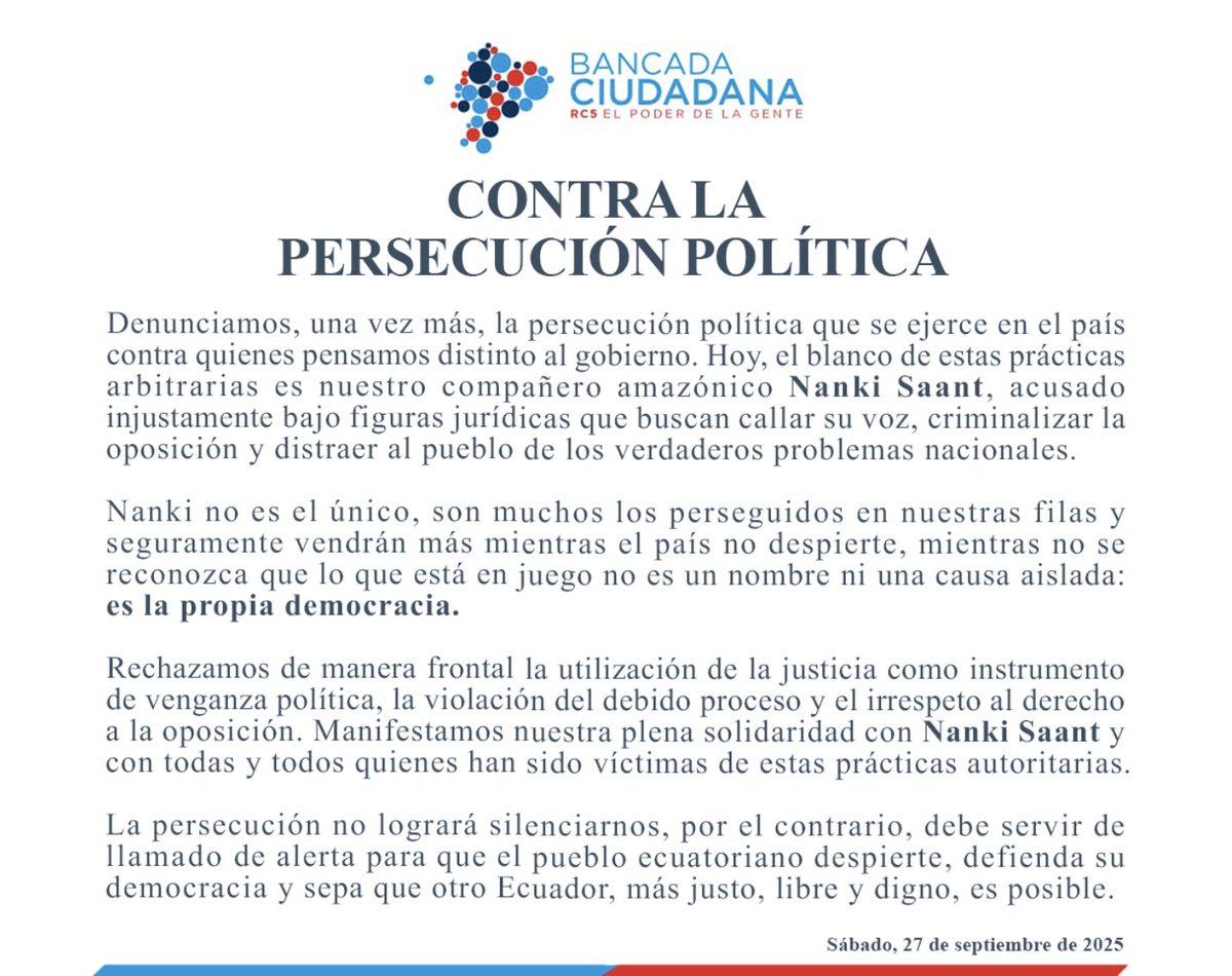Querido <a href="/nankisaant/">NANKI SAANT 🇪🇨</a> los pueblos amazónicos y tu Bancada estamos contigo.