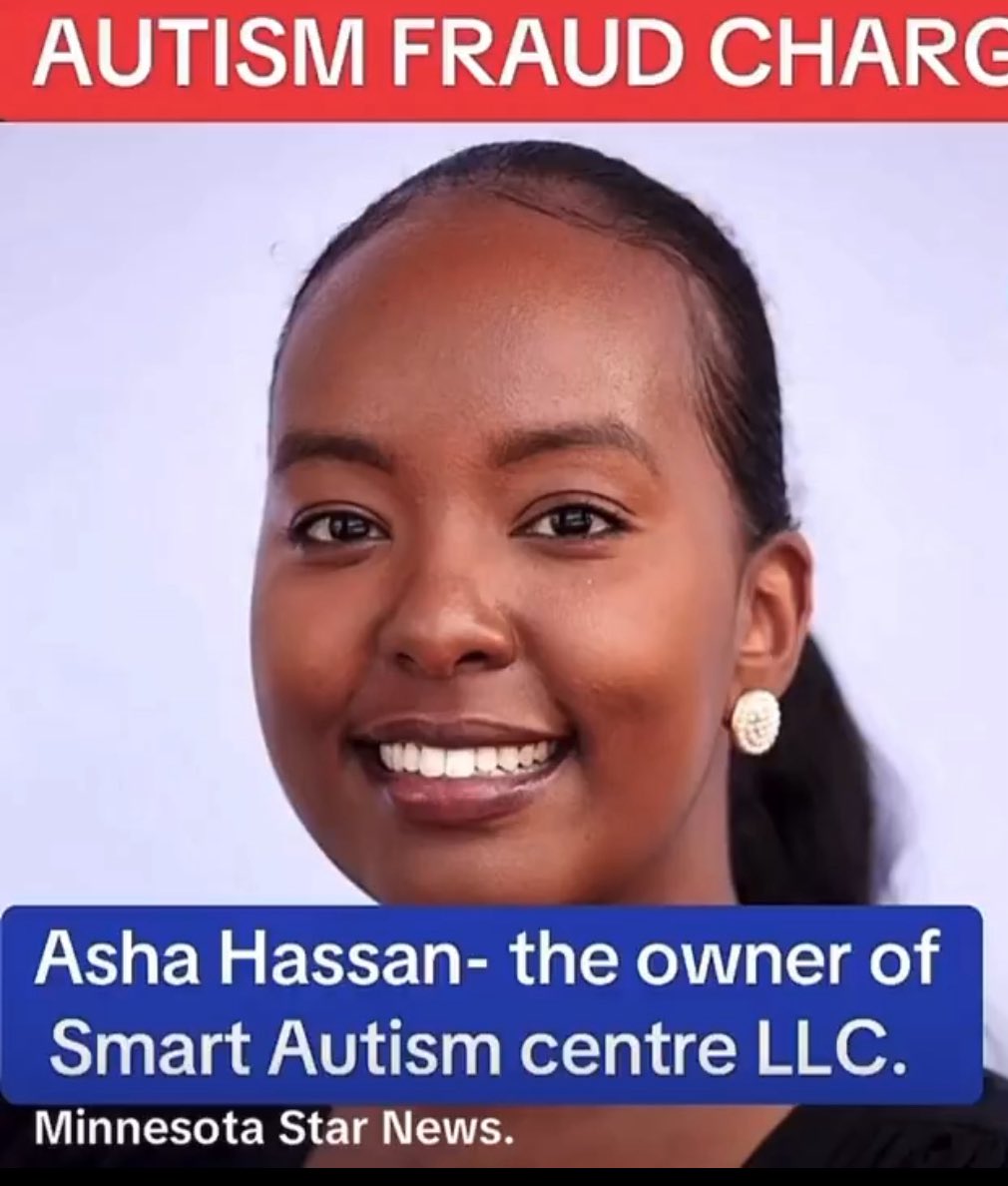 awdal_waaye's tweet image. Just IN. New scandal. Asha Hassan, originally from the breakaway region of Somaliland in northern Somalia, has been brought to justice for allegedly embezzling over $14 million.

She is the owner of Smart Autism Centre LLC, according to Minnesota Star News.