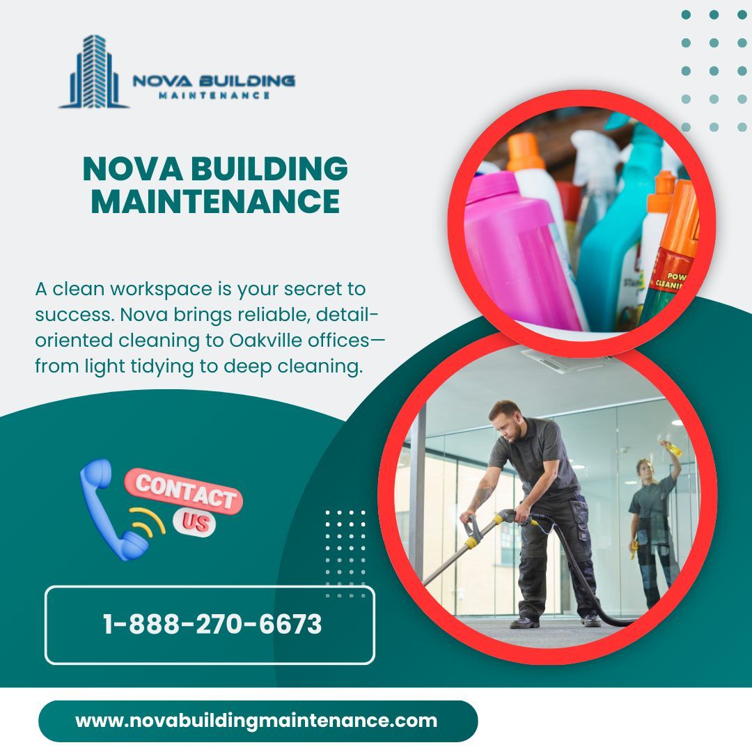 NovaMaintenance's tweet image. A clean workspace is your secret to success.
Nova brings reliable, detail-oriented cleaning to Oakville offices—from light tidying to deep cleaning.
Enjoy the impact.

#OakvilleCleaning #OfficeHygiene #TrustedCleaners