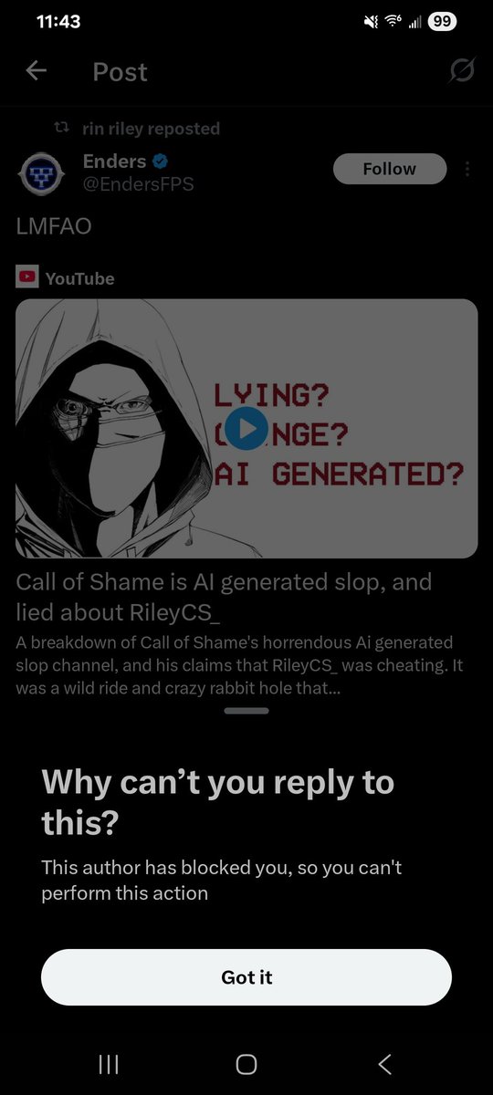 SentientBruh's tweet image. It's crazy when you speak the truth and facts that you get blocked when their feelings get hurt. Cope more @EndersFPS