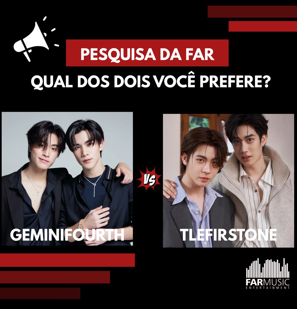 ⚠️Tem algum fã de BL por aí?!👀

De qual desses casais você gostaria de assistir um fanmeeting no Brasil?🇧🇷

GeminiFourth - RT
TleFirstone - CURTE