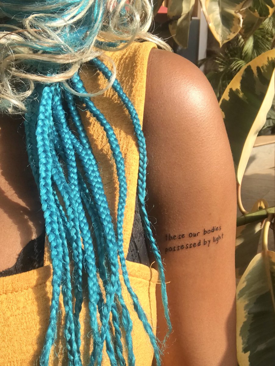 leechteeeth's tweet image. first tattoo is from richard siken’s poem scheherazade🔆