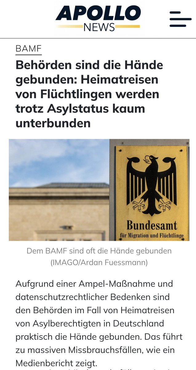 Heimatreisen von Flüchtlingen werden trotz Asylstatus kaum unterbunden!

Die Unfähigkeit unserer Politiker und Behörden ist ein Alptraum!