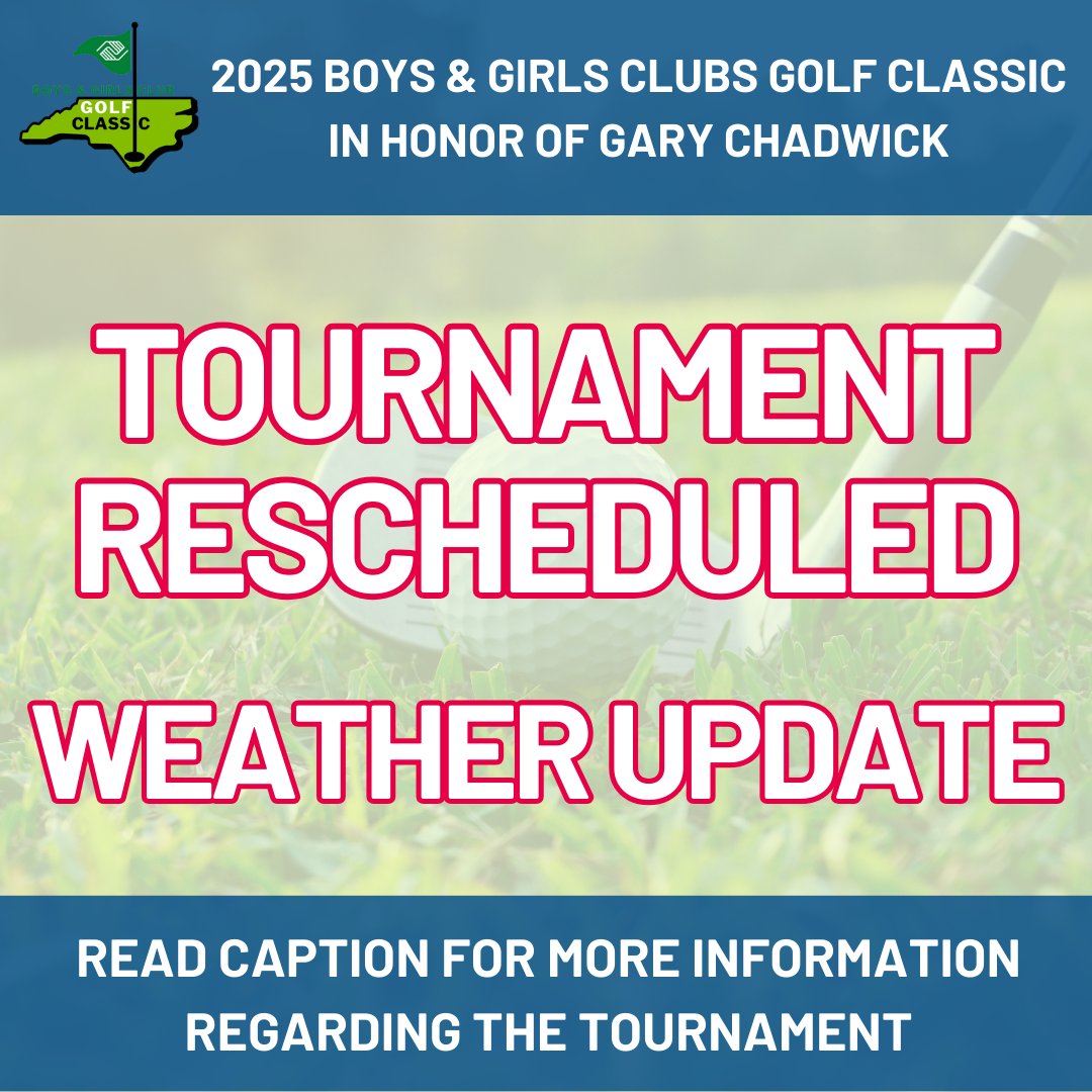 ⛳️ Update: For the safety of our guests, the Boys &amp; Girls Clubs Golf Classic at Landfall CC has been rescheduled to Mon, Oct 20, 2025.

Tee times, pairings &amp; details remain the same — only the date has changed.

Questions? Contact Allison at acrowley@bgcsenc.org