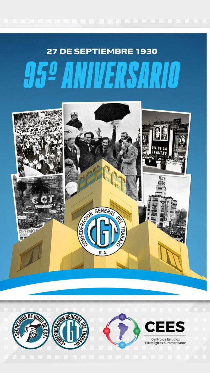 #95años #CGT hoy como nunca compromiso con la unidad para la defensa de los derechos de las y los trabajadores y para reconstruir el movimiento nacional en defensa del Pueblo y de la Patria! Reconstruyamos una Argentina socialmente justa, económicamente libre y políticamente