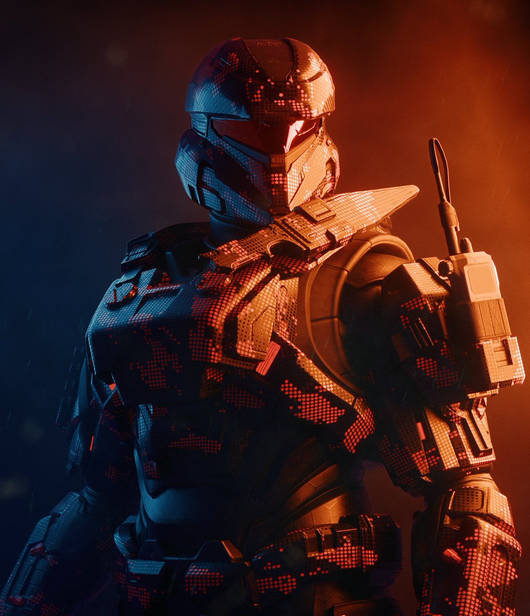 Whipped up a little render of my clan armor using Riddle’s scene in the Halo Archive server :) 

-Rendered in Blender 4.3
-Composited in Blender/Photoshop 
-Repost are appreciated 
#Halo #HaloInfinite #Blender3d #b3d