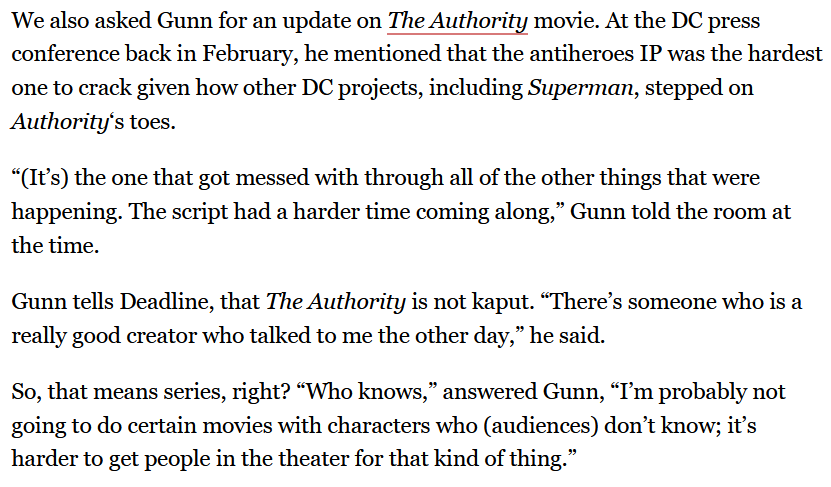 Suicide annulé, le projet The Authority est toujours vivant.