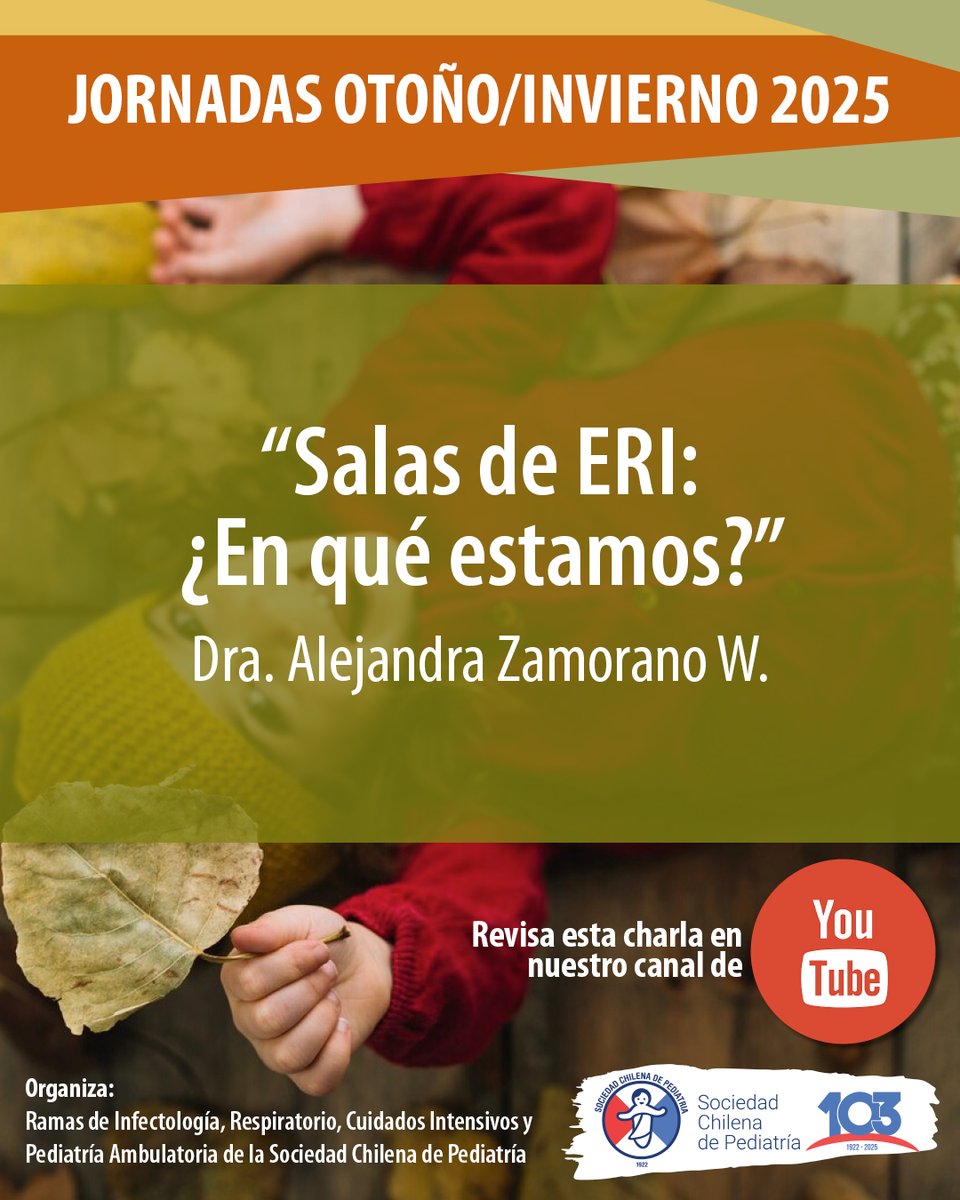 VIDEO 📹| SALAS DE ERI: ¿EN QUÉ ESTAMOS? 
Ingresa al canal de Youtube y revisa el video con la presentación de la Dra. Alejandra Zamorano W, Pediatra Broncopulmonar, en las Jornadas Otoño/Invierno, que se realizaron en abril de 2025.
Míralo en youtube.com/watch?v=NSWGJO…