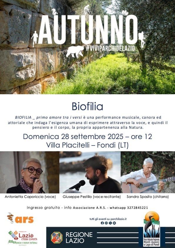 #autunno #biofilia #natura #musica #poesia #parcoausoni <a href="/parcoausoni/">Parco Monti Ausoni</a> <a href="/ParchiLazio/">ParchiLazio</a> #domenica #28settembre