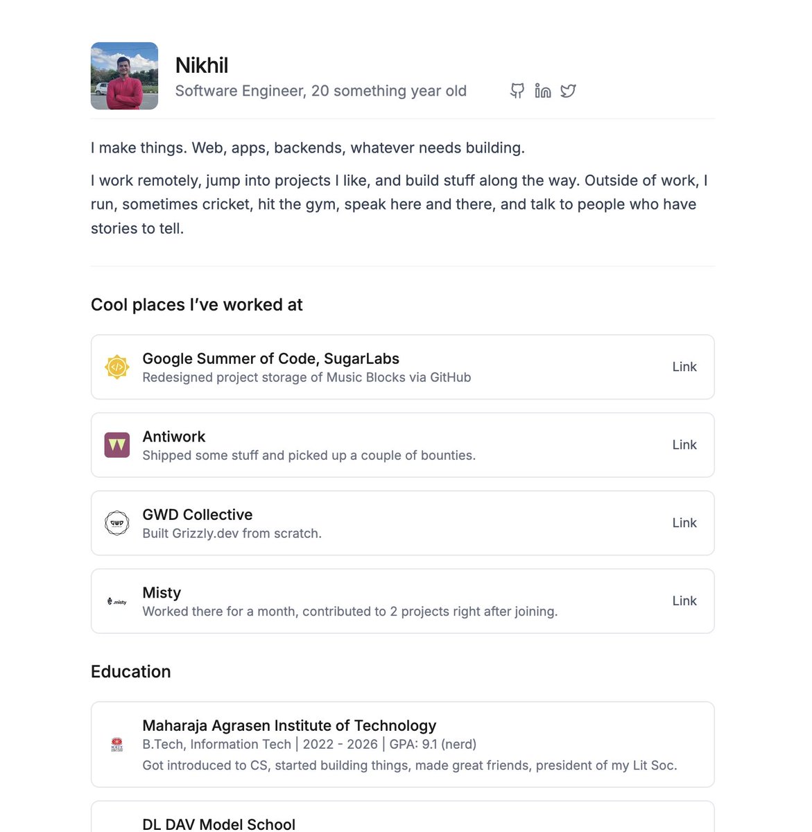 Revamped my portfolio 
Check  nikkhil.tech