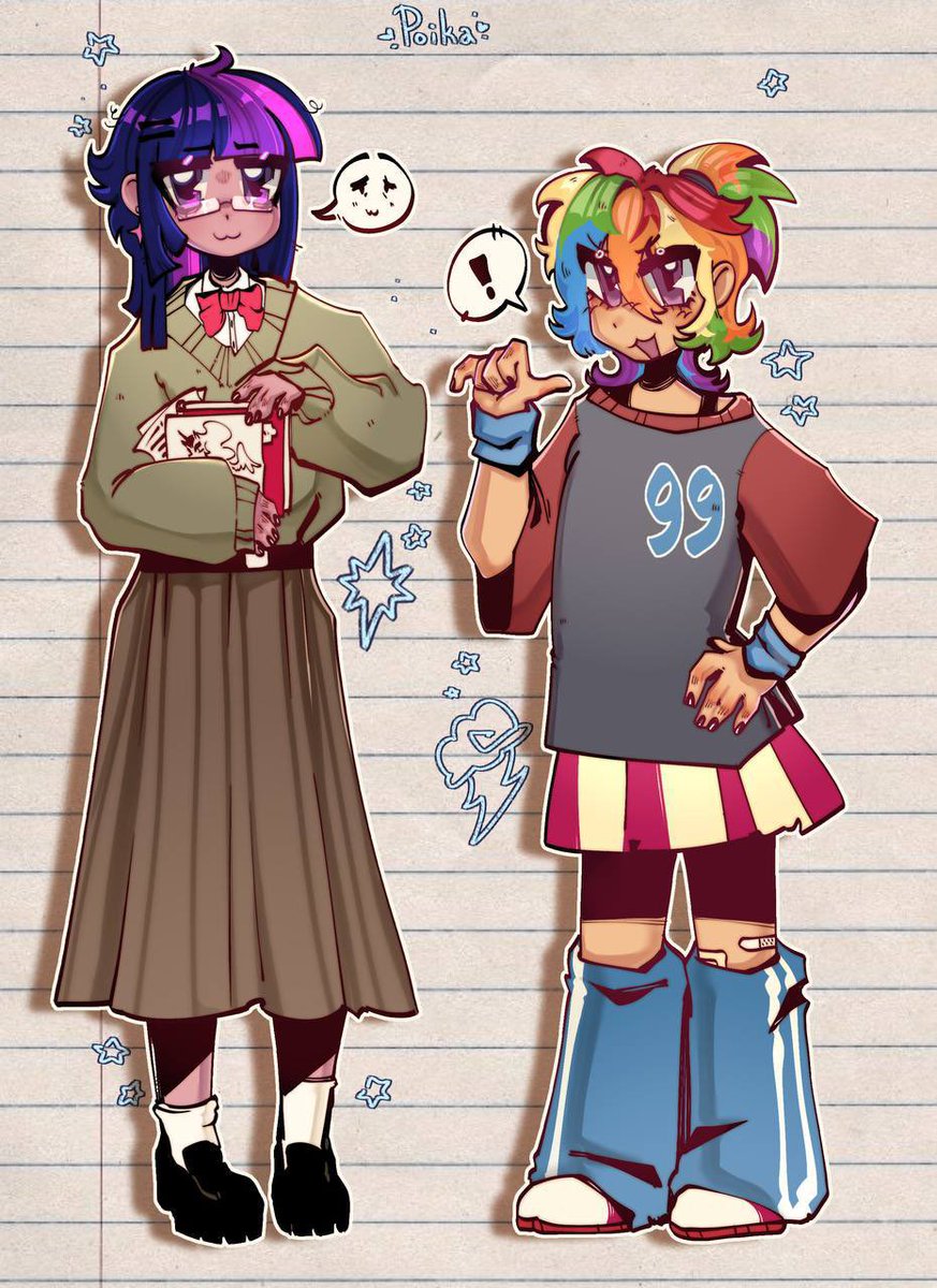 I wanted to do this Twilight Sparkle and Rainbow Dash humanisation for a long time, so I finally got my hands on it!! (๑ᵔ⤙ᵔ๑)

[ #MLP #TwilightSparkle #RainbowDash ]