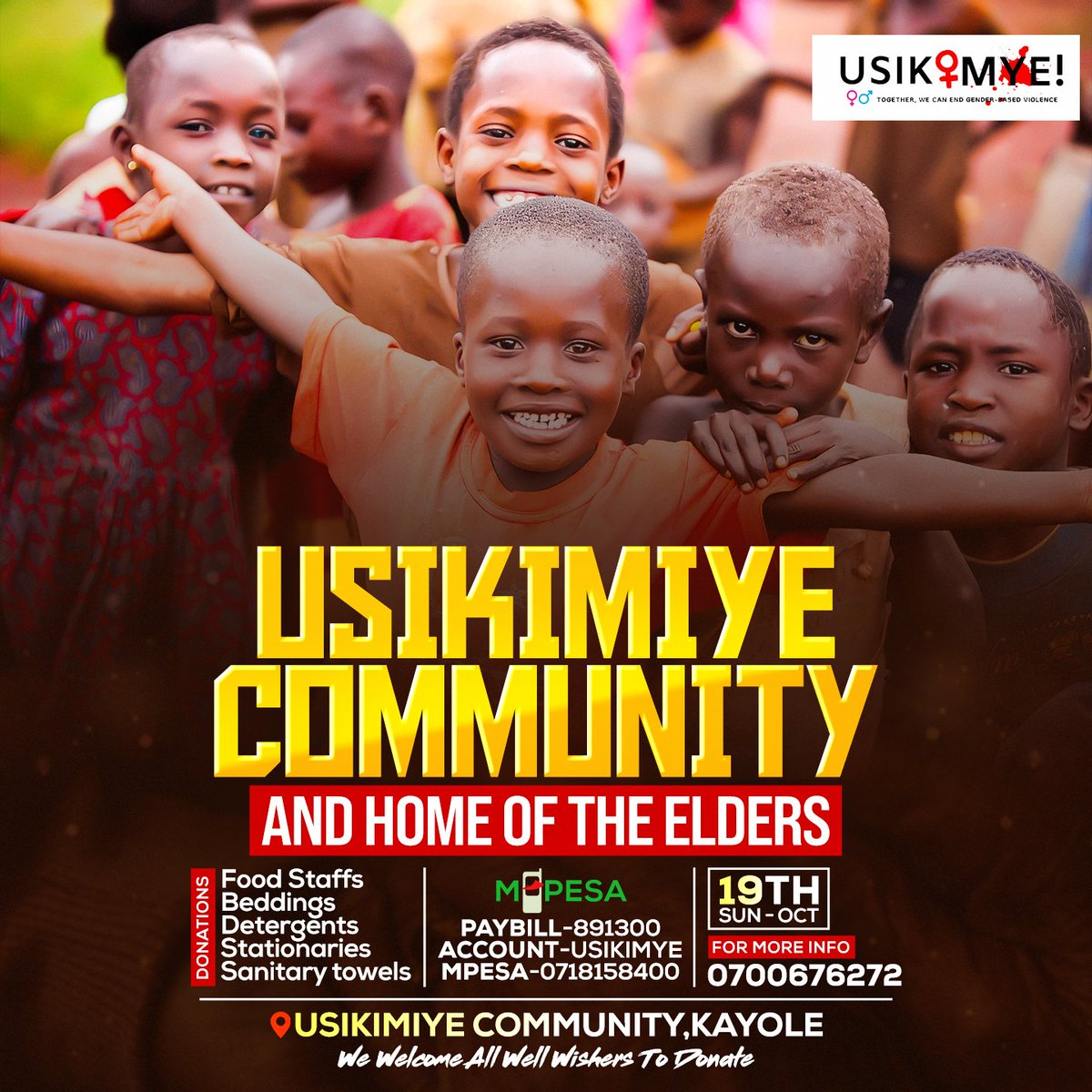 Hey guys, next month all are welcome to go and make these babies happy, I need chiefs to help out with cooking on this day We have 700 kids and i don't have enough people to cook if you can kindly dm me or text me on 0700676272.
<a href="/usikimye/">Usikimye</a>
<a href="/MjombaMinion/">Culinary Misfit</a> 
<a href="/NjeriWaMigwi/">Njeri Wa Migwi™</a> 
@YBMLOUNGEK