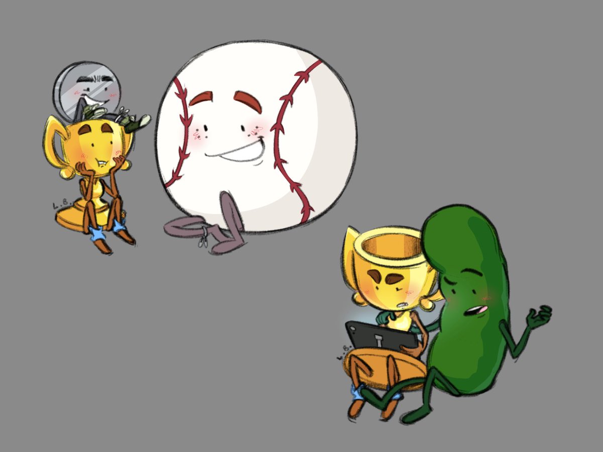 3/3 
I FINALLY DID THEM ALL &gt;:DD

#inanimateinsanity #Tropickle #Bickel #Trophball #TrophyxNickel what's the name of that ship?? idk #osc #iiNickel #iiTrophy #iiBaseball #iiPickle #art #fanart