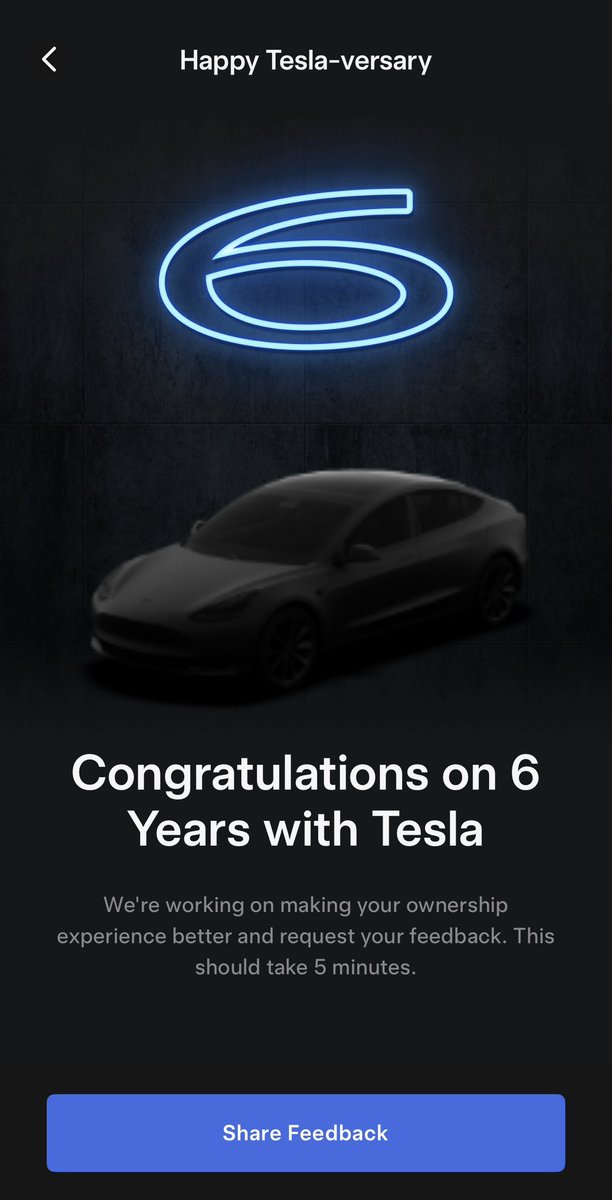 Thanks Tesla! 6 years of ownership 🎉