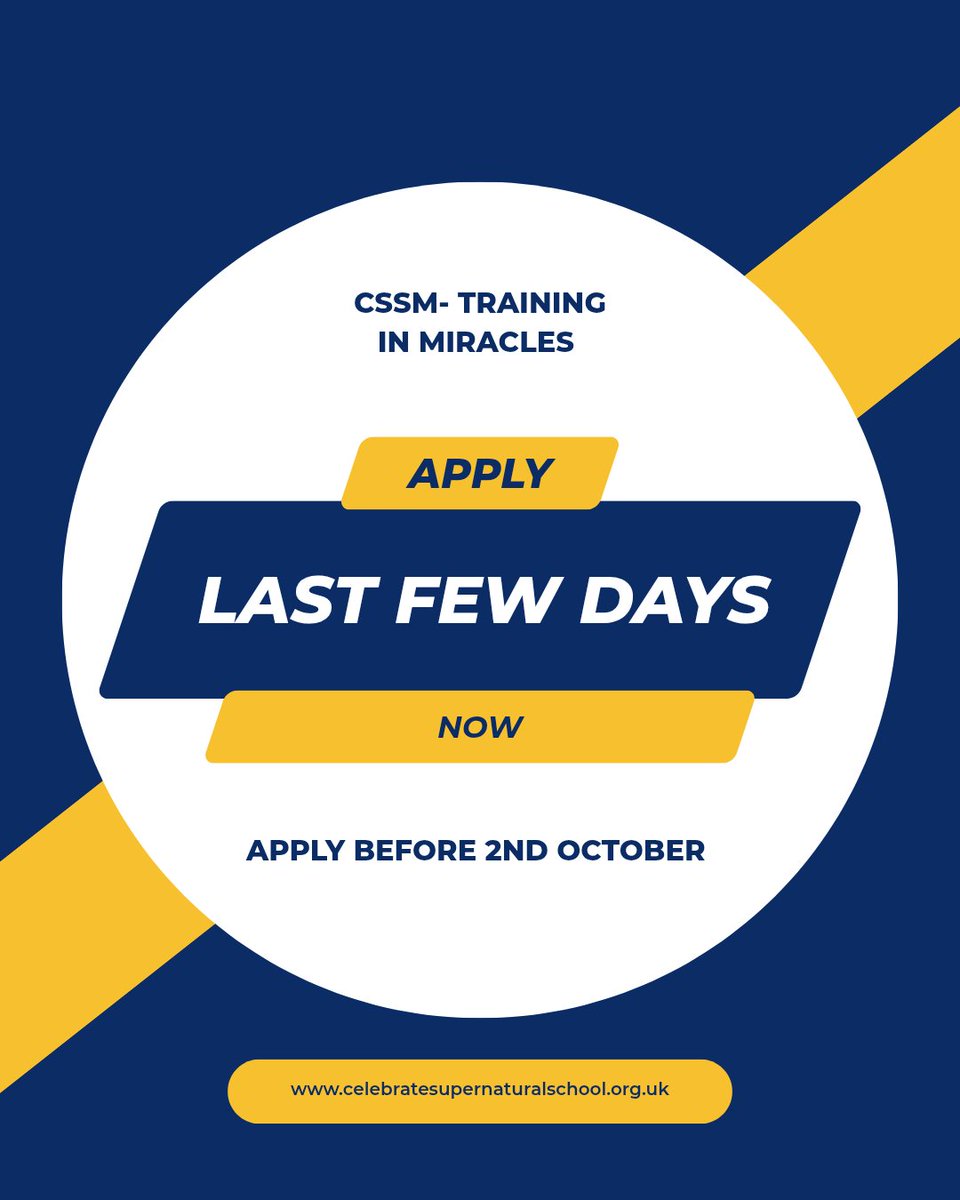 CSSMBradford's tweet image. It&apos;s the last few days to apply for CSSM Training in Miracles for 2025/26. 

If you want a year of transformation apply now.

Go to celebratesupernaturalschool.org.uk for the application form.

#cssm #applynow #cssm #miracles
