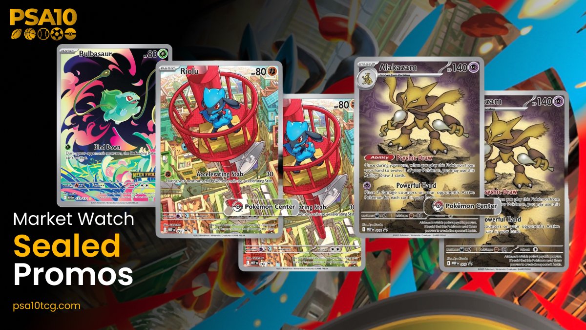🔥 Mega Evolution ETB promos are already turning heads.

With the Mega wave just dropping, sealed promos are quickly becoming the chase within the chase:
• Low print window ⏳
• Strong PSA10 upside 📈
• Collector demand heating fast 🔥

We’re watching these closely as the next