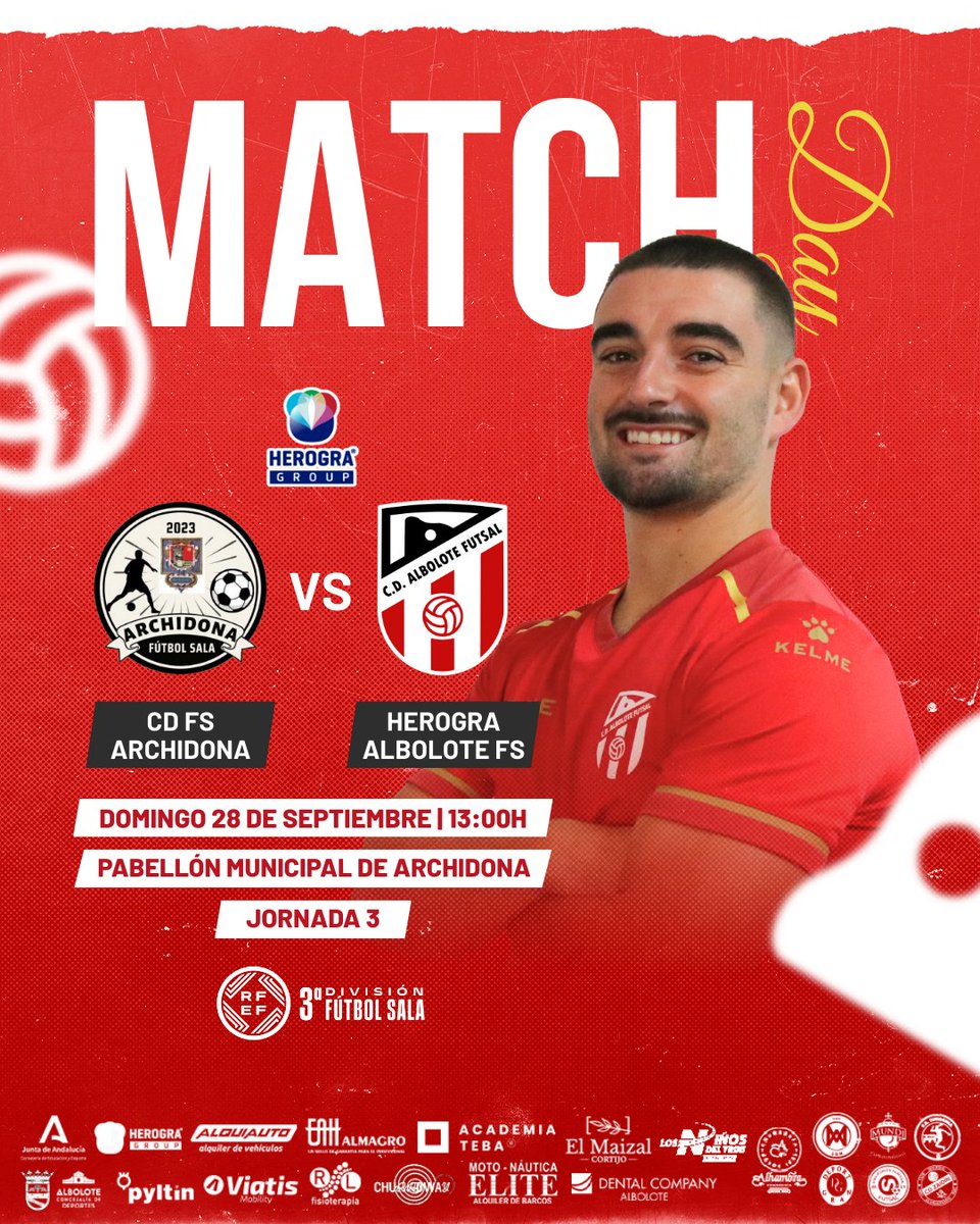 albolote_futsal's tweet photo. ⚔ 𝗠𝗔𝗧𝗖𝗛 𝗗𝗔𝗬

🆚 CD FS Archidona
🏟 Pabellón Municipal de Archidona
⏰ 13:00h
🏆 3ª División Nacional

❤🤍🖤

#VamosAFS #SomosAFS https://t.co/9c65n4a77k