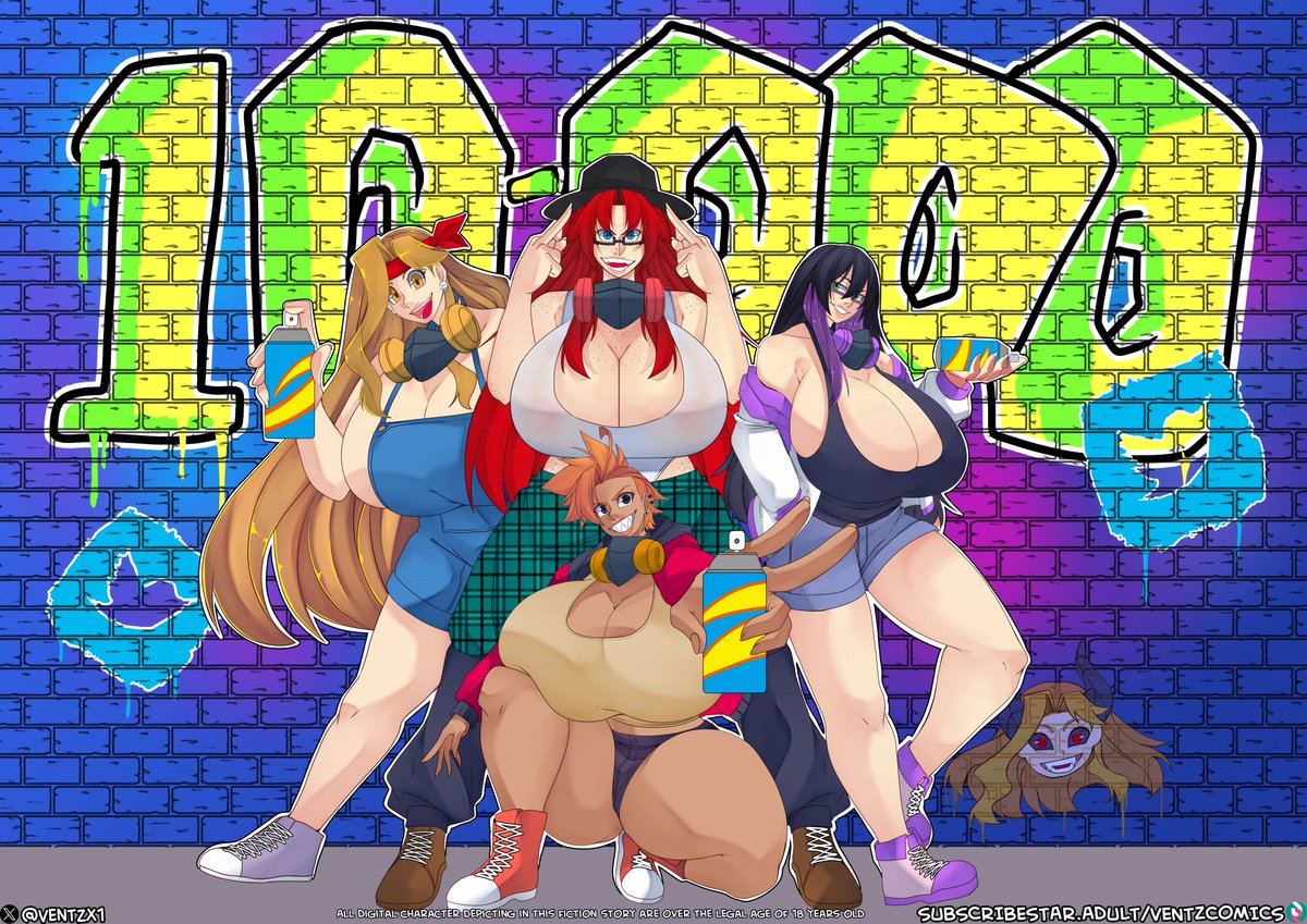🎉10k followers!🎉
Here’s a special celebratory pic of Fer, Mons, Danis &amp; Jane celebrating this milestone💜

Graffiti + inspired by the iconic Blood In, Blood Out pose with my girls giving it their own style 🎨

Thank you all for the support!
#NSFW #OC #ArtistOnTwitter #10K