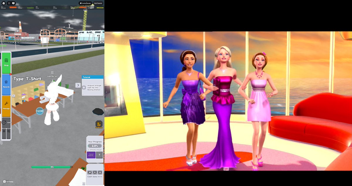 Multitasking at it's finest 😂 roblox on 1 monitor, barbie on the main