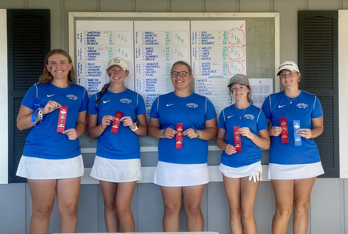 BHSBulldogGolf's tweet photo. The Lady Bulldogs are STATE FINALS BOUND! 

Bulldogs (325) finish 2nd at the IHSAA Regional #6 at The Legends Golf Club in Franklin, IN. Batesville’s Ava South takes home the title of individual regional champion with a fantastic even par 72. https://t.co/QASK5y6xRd
