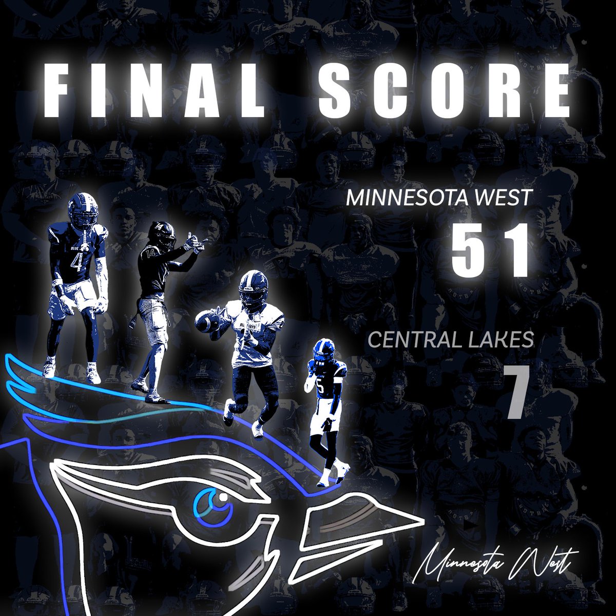 Big dub for your #BlueJaysFamily 💪🏽 taking down central lakes 51-7. #LeaveNoDoubt