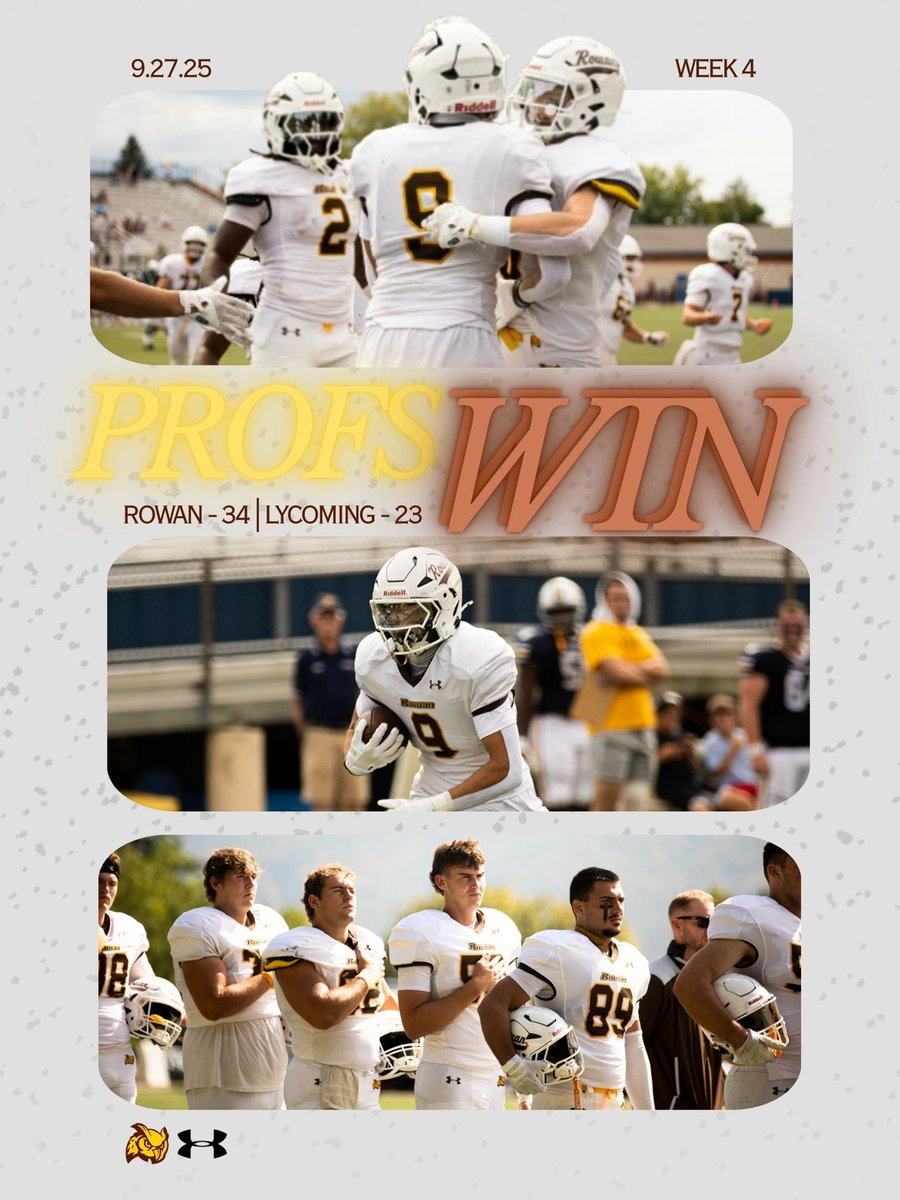 Rowan_Football's tweet image. FIRST W ON THE ROAD 🤩🥳

#win #d3fb #gameday #goprofs #porkroll