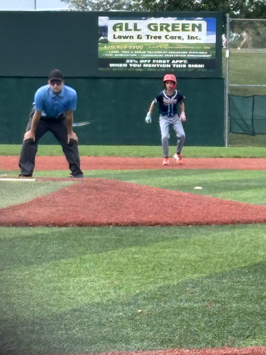 First time on the 60ft mound today. Handled it great. 3 IP, 5Ks, 6 hits, only 1 ER. Decent day AB too, hit this laser to left center for a lead off base hit! #3u3d #TravelBall #13u