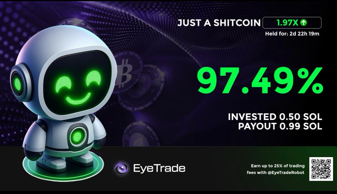 Nothing better than getting a win on a $SHITCOIN. Ape with EyeTrade and start winning! 

t.me/EyeTradeRobot?…