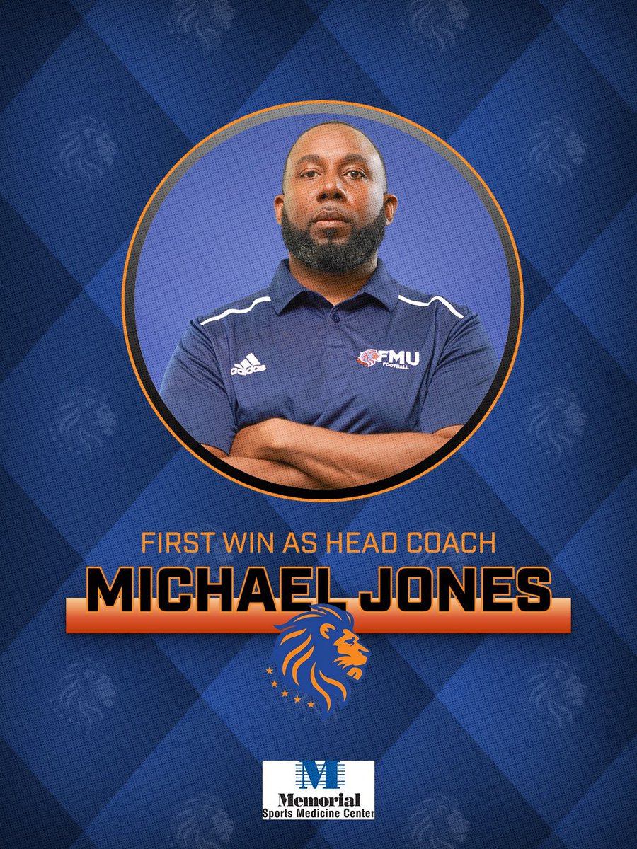 The 1st of Many! 🥇

Congrats to <a href="/mikejones10/">Coach Mike</a> on his 1st win as <a href="/FMULionsFB/">FMU Lions Football</a> head coach after defeating RV Cumberland 24-19 in the home opener at Betty T. Ferguson Stadium!

<a href="/FLMemorialUniv/">Florida Memorial University</a>
#fmu #hbcu #football #itsourtime 🦁🏈