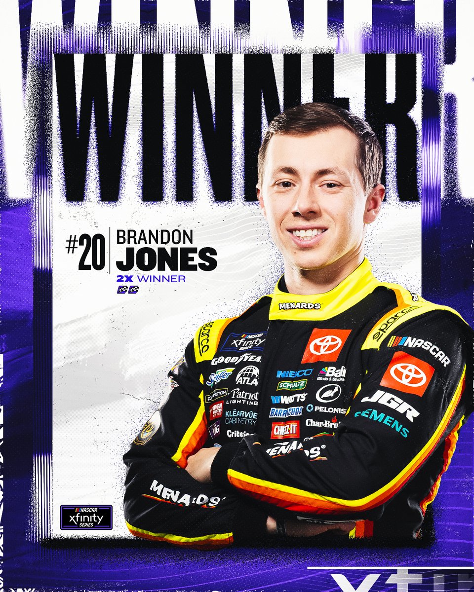 He's headed to the Round of 8!

<a href="/BrandonJonesRac/">Brandon Jones</a> wins at <a href="/kansasspeedway/">Kansas Speedway</a>!