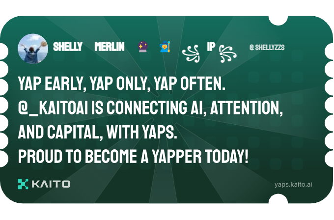 shellyzzs's tweet photo. Yap early, yap only, yap often.

@KaitoAI is connecting AI, attention and capital with Yaps.

Just claimed my social card and I'm accumulating Yap points in real-time.

Claim yours 👉 https://t.co/8aYt2M4Zpg https://t.co/thoDUjUzxT