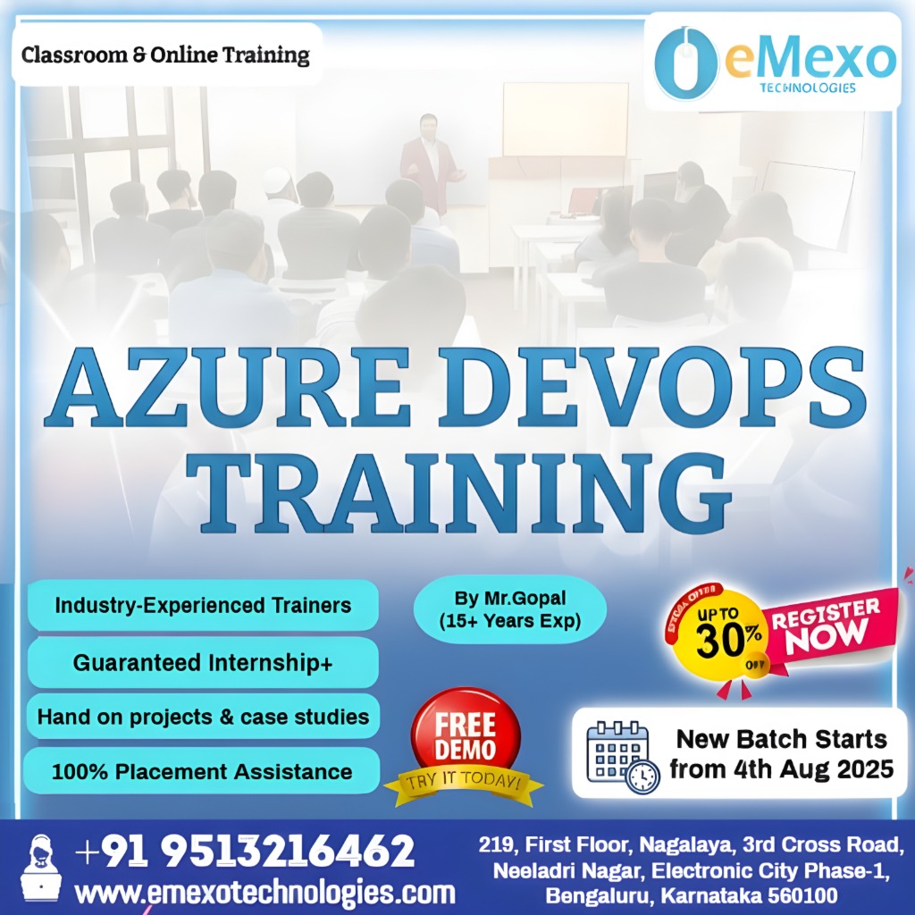 gokulemexo's tweet image. Master Azure DevOps  Course in Electronic City Bangalore &amp;amp; Accelerate Your Cloud Career – Enroll Now!

Location: eMexo Technologies, Electronic City, Bangalore
Call: +91 9513216462
Visit: emexotechnologies.com/courses/micros…

#AzureDevOpsTraining #CICDPipelines
