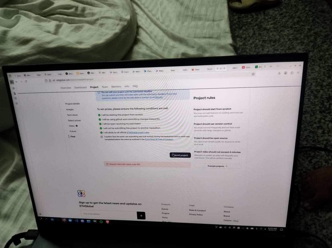 HarshitNay80531's tweet image. submitted project at 8:59 , almost had a heart attack 😭😭

and 81 commits in just 2 days, insane level of hacking at @ETHGlobal Delhi