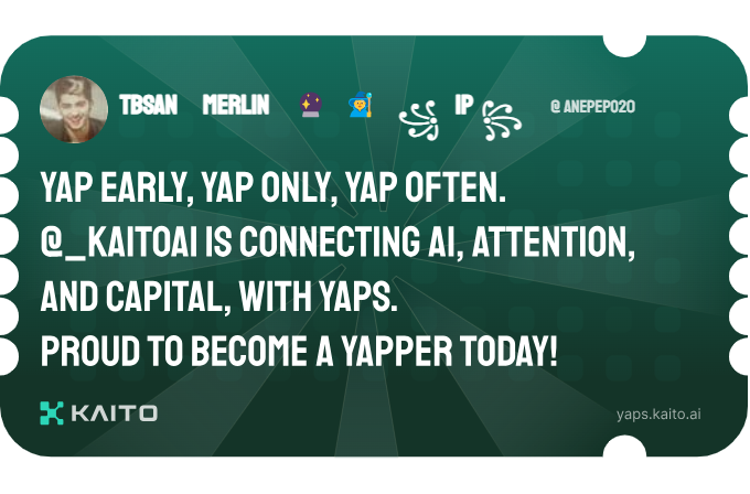 anepepo20's tweet photo. Yap early, yap only, yap often.

@KaitoAI is connecting AI, attention and capital with Yaps.

Just claimed my social card and I'm accumulating Yap points in real-time.

Claim yours 👉 https://t.co/f5r30UXSI5 https://t.co/svklX94mil
