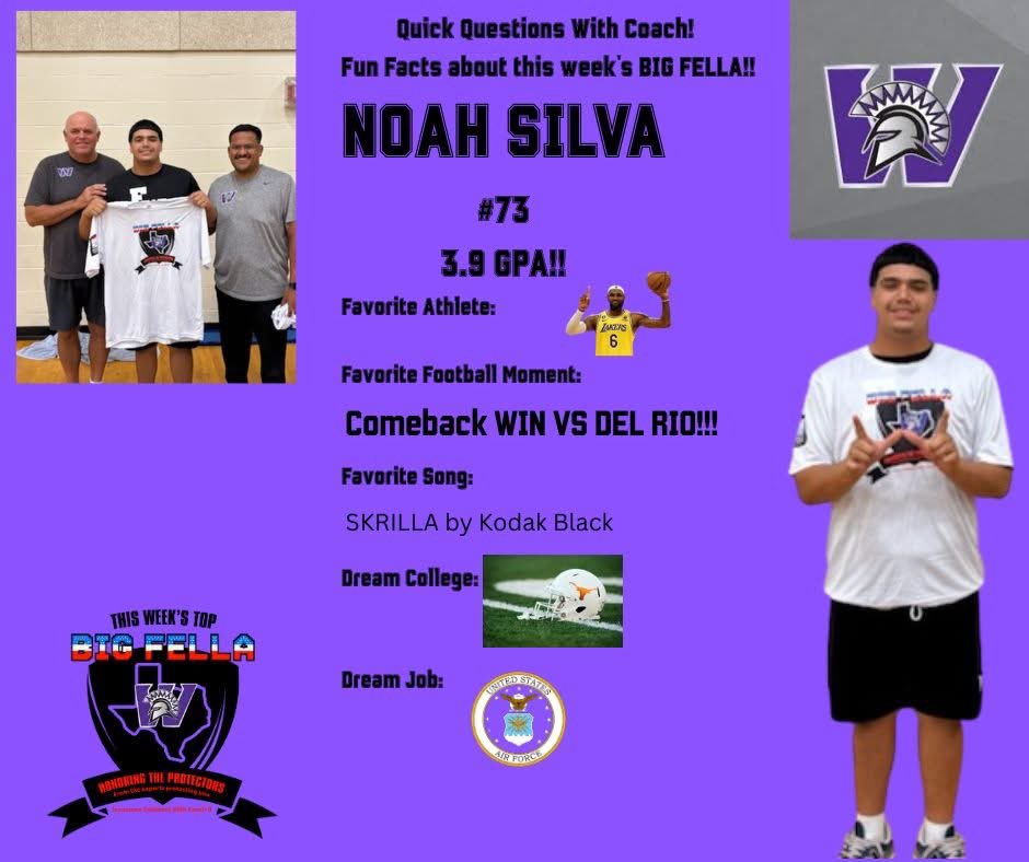 Insurance Solutions With Coach B (@gowithcoachb) on Twitter photo Fun Facts about this week's BIG FELLA!!
NOAH!!!!!  CONGRATS on the #BIGFELLA2025 Award!!! @nisdwarrenhigh <a href="/WarrenNisd/">Warren Warrior Football (NISD) TX</a> @vypesatx <a href="/noah_silva2027/">Noah Silva</a> Fun Facts about this week's BIG FELLA!!
NOAH!!!!!  CONGRATS on the #BIGFELLA2025 Award!!! @nisdwarrenhigh <a href="/WarrenNisd/">Warren Warrior Football (NISD) TX</a> @vypesatx <a href="/noah_silva2027/">Noah Silva</a>