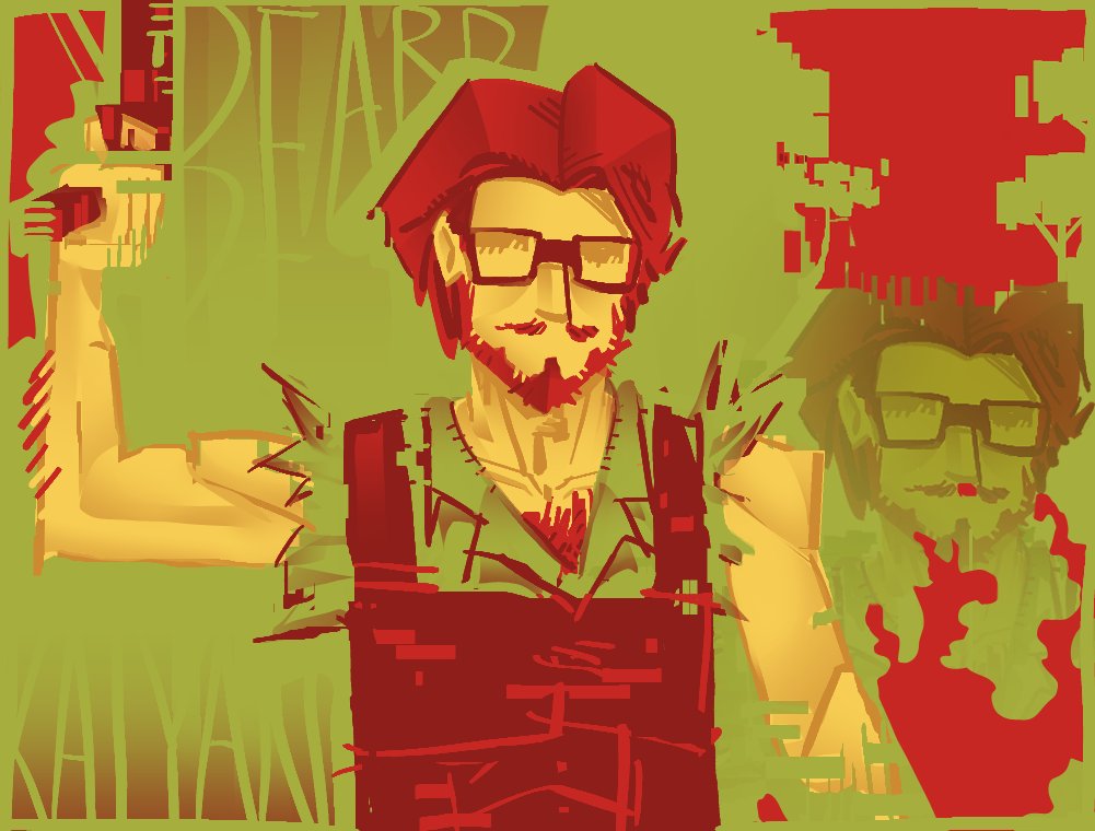 b_ck3t's tweet image. 1 palette 2 artists challenge with my friend 🥳🥳 (they draw beard) (very amazing) (very scrumptious)

#hotlinemiami