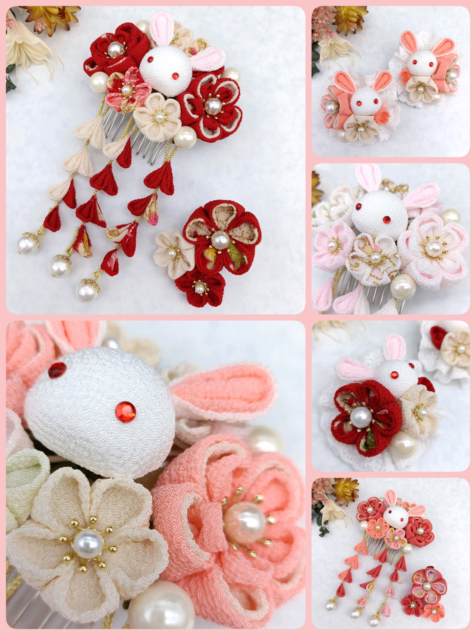 ちりめん細工うさぎさんねこさんの七五三 ちりめん細工うさぎさんねこさんの七五三