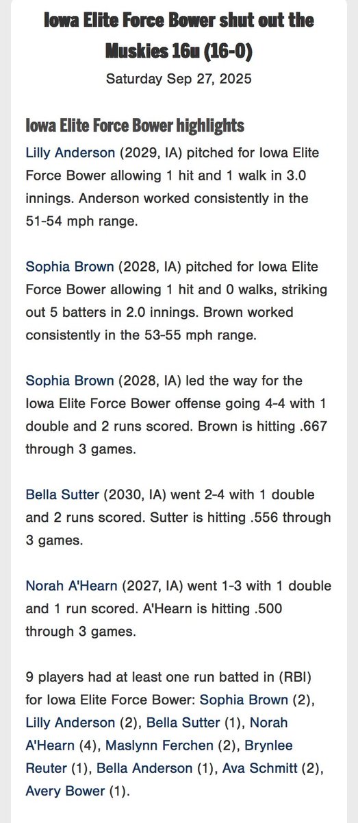 Iowa Elite Force Bower - 15u tweet media