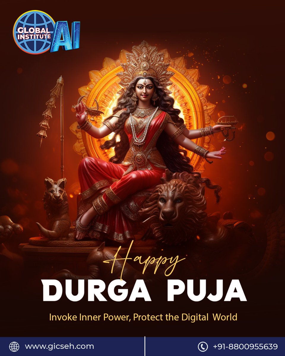 gicseh's tweet image. Celebrate the triumph of good over evil this Durga Puja! 🌺💻
May Maa Durga bless us with strength, wisdom, and the power to protect our digital world. 🙏🛡️

#GICSEH #GlobalAI #HappyDurgaPuja #InvokeInnerPower #DigitalProtection #MaaDurgaBlessings #FestivalOfStrength #DurgaMaa