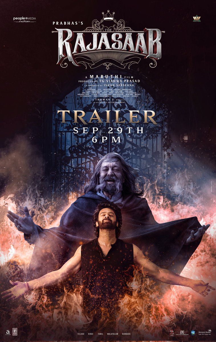 T-Series South (@tseriessouth) on Twitter photo The wait of millions finally comes to an end ๐ฅ๐ฅ
#TheRajaSaabTRAILER will be out on September 29th at 6PM.
A ROYAL entry into a world of FUN, FEAR and a whole lot of Majestic Experiences โค๏ธโ๐ฅ
#TheRajaSaab #Prabhas @DuttSanjay <a href="/DirectorMaruthi/">Director Maruthi</a> <a href="/AgerwalNidhhi/">Nidhhi Agerwal</a> <a href="/MalavikaM_/">Malavika Mohanan</a> The wait of millions finally comes to an end ๐ฅ๐ฅ
#TheRajaSaabTRAILER will be out on September 29th at 6PM.
A ROYAL entry into a world of FUN, FEAR and a whole lot of Majestic Experiences โค๏ธโ๐ฅ
#TheRajaSaab #Prabhas @DuttSanjay <a href="/DirectorMaruthi/">Director Maruthi</a> <a href="/AgerwalNidhhi/">Nidhhi Agerwal</a> <a href="/MalavikaM_/">Malavika Mohanan</a>