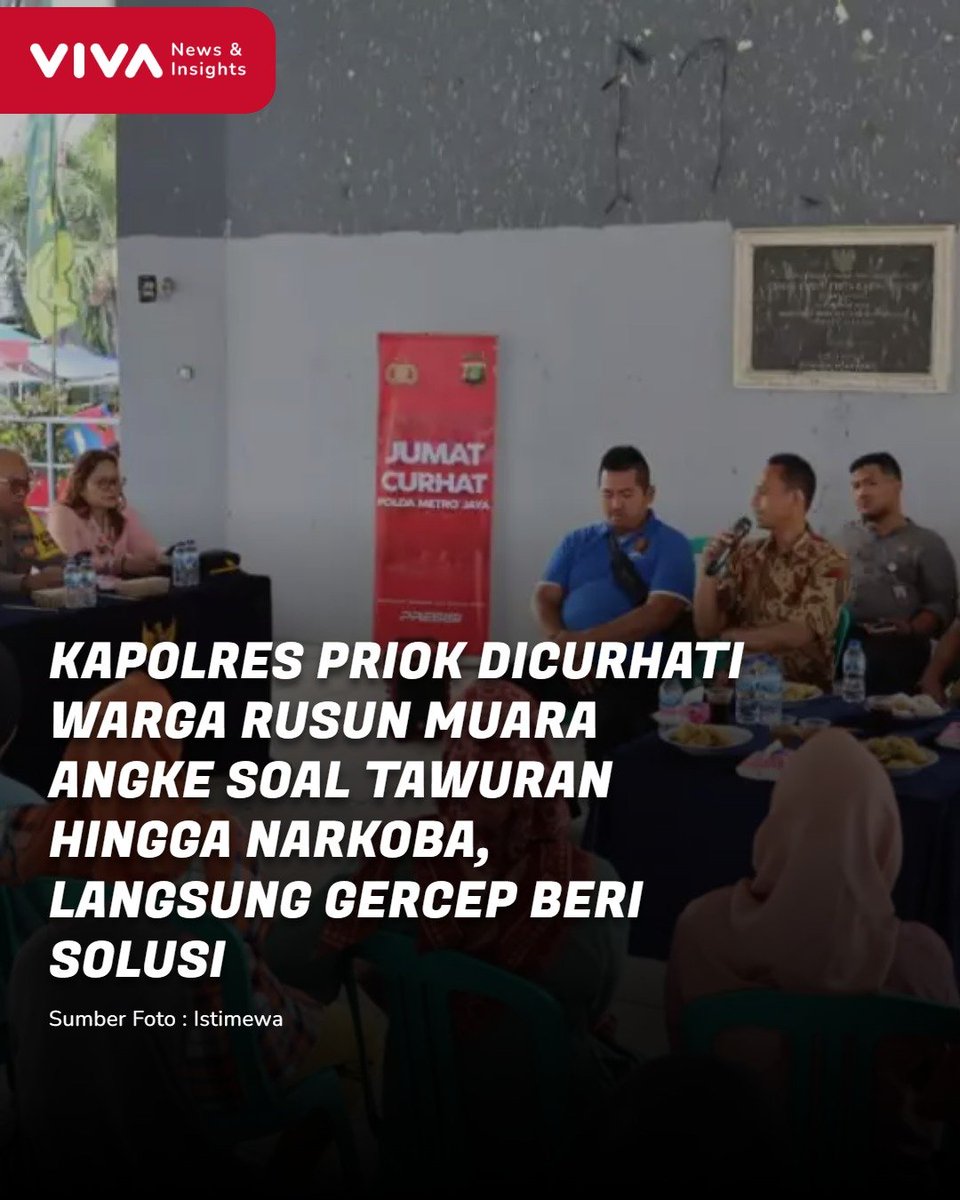 VIVAcoid's tweet photo. Kapolres Pelabuhan Tanjung Priok AKBP Martuasah Hermindo Tobing memimpin langsung kegiatan Jumat Curhat bersama warga Rumah Susun Pelabuhan Muara Angke, Jakarta Utara.
Selengkapnya
https://t.co/uILigPjcqT
#VIVACOID #Kapolres #Priok #Tawuran https://t.co/2TrN2gfjS3
