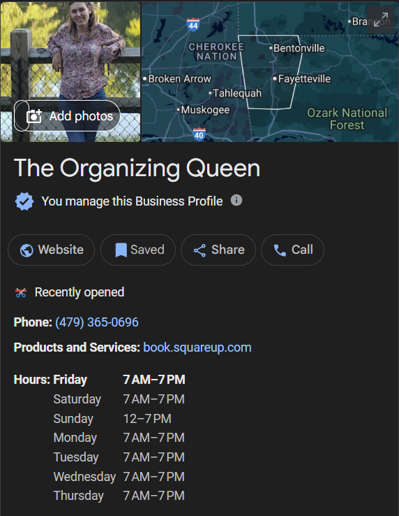 queenorganizer2's tweet photo. The Organizing Queen has moved to a new location! We have a new phone number and new hours!! Come book today @
https://t.co/RMiGLqtitP
or call...
(479)365.0696
You will get me, Casey Thomas, The Organizing Queen.
Thank you and have a wonderful day!! https://t.co/SkuEUyh1FQ