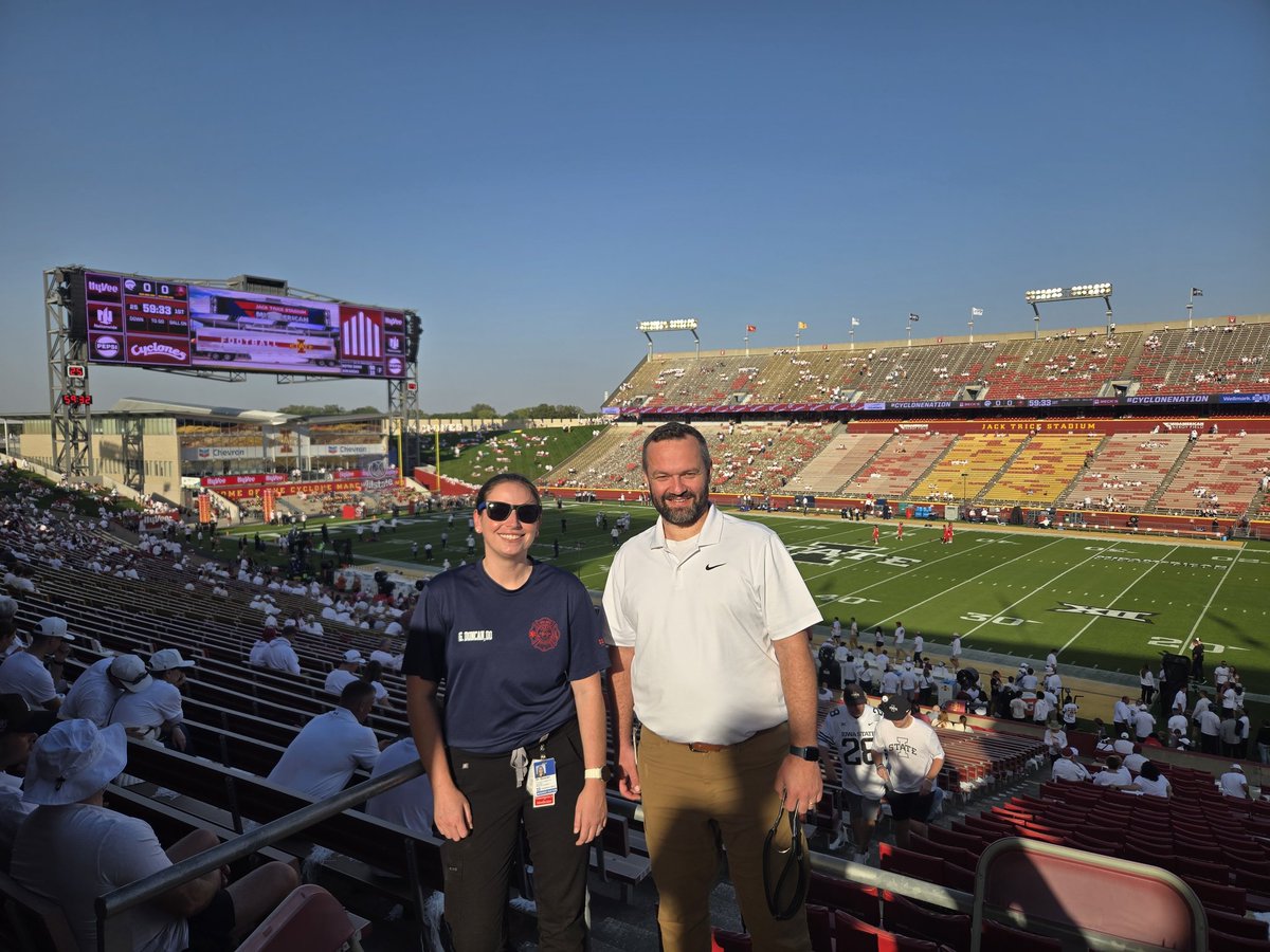 IMMCEMResident's tweet photo. Proud to be providing medical care at the Iowa State Football games 🏈 https://t.co/8MnXORbhYk