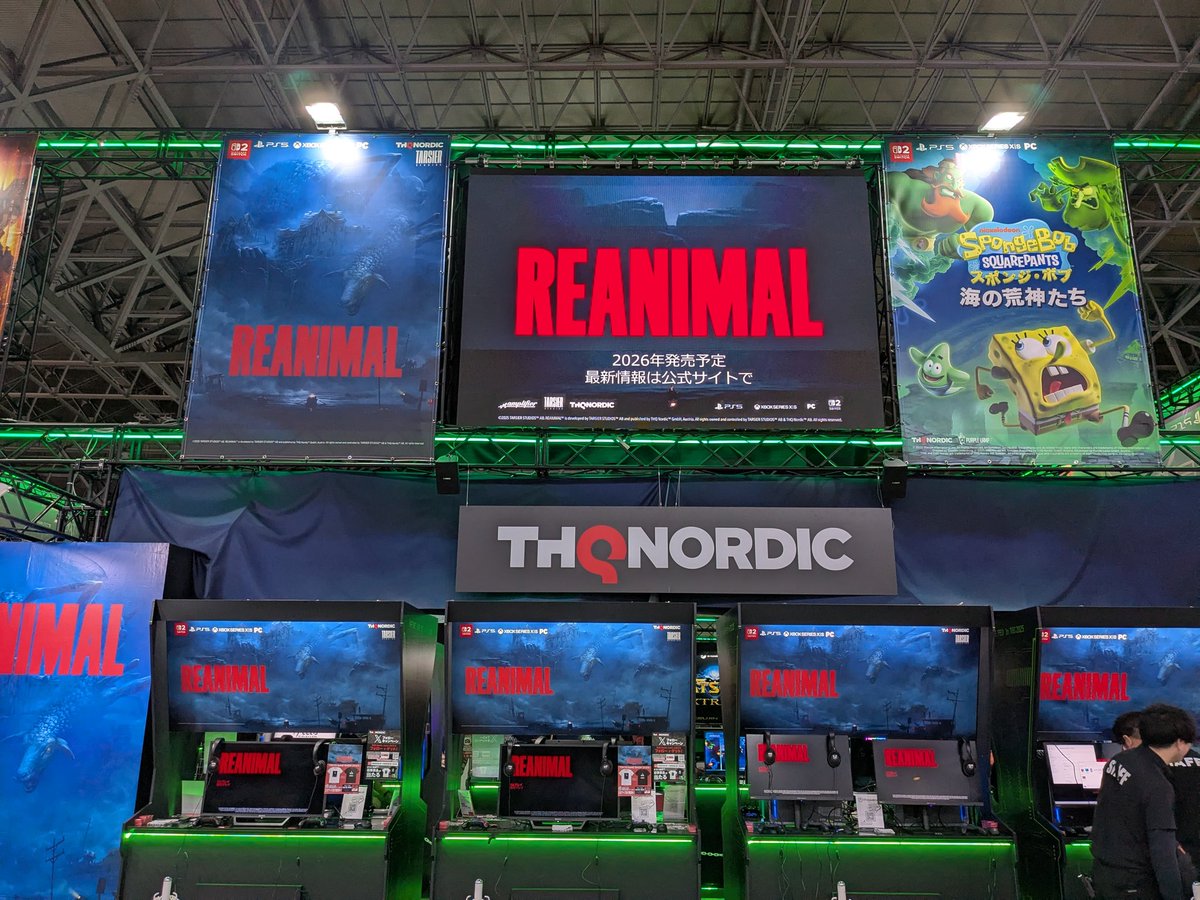 🐷おはようございます！本日、#TGS2025 最終日。

今日もハピネットブース、ホール7(07-N12)でお待ちしています。
🐰ぜひ最後まで東京ゲームショウ2025をお楽しみください！🧽

#REANIMAL #スポンジボブ