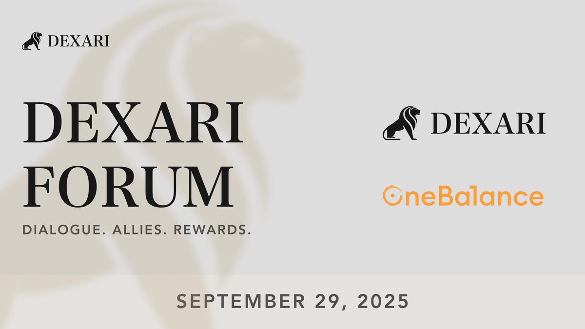 The Dexari Forum continues.

This time we’re joined by <a href="/OneBalance_io/">☉neBalance</a>, the team eliminating chains, bridges, and gas with their cross-chain abstraction toolkit.

Join us Sept 29 for dialogue, allies, and rewards.

📍discord.gg/DEXARI