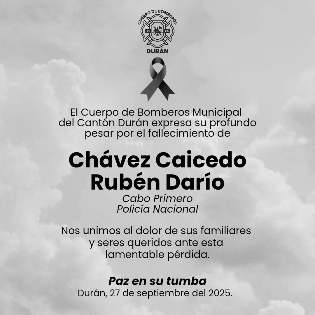 🕊️ Lamentamos profundamente el fallecimiento de Chávez Caicedo Rubén Darío, cabo primero de la Policía Nacional, un servidor comprometido con la seguridad y bienestar de la comunidad. Nuestras condolencias a su familia y colegas. Que en paz descanse. 🖤 #QEPD