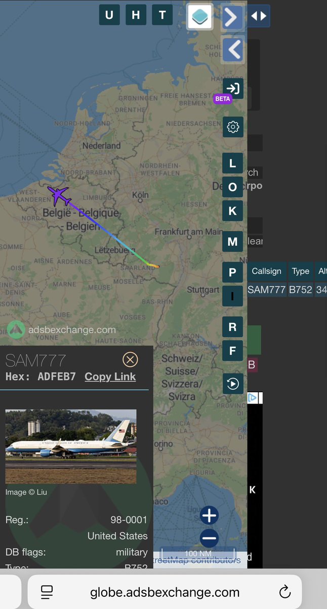 internetguy01's tweet photo. Do we have some VIP’s leaving Europe tonight on a Special Air Mission?
Time: 01:45 local, 2345z
Hex: ADFEB7
Callsign: #SAM777
Type: B752 https://t.co/PHeEfZ8OWE